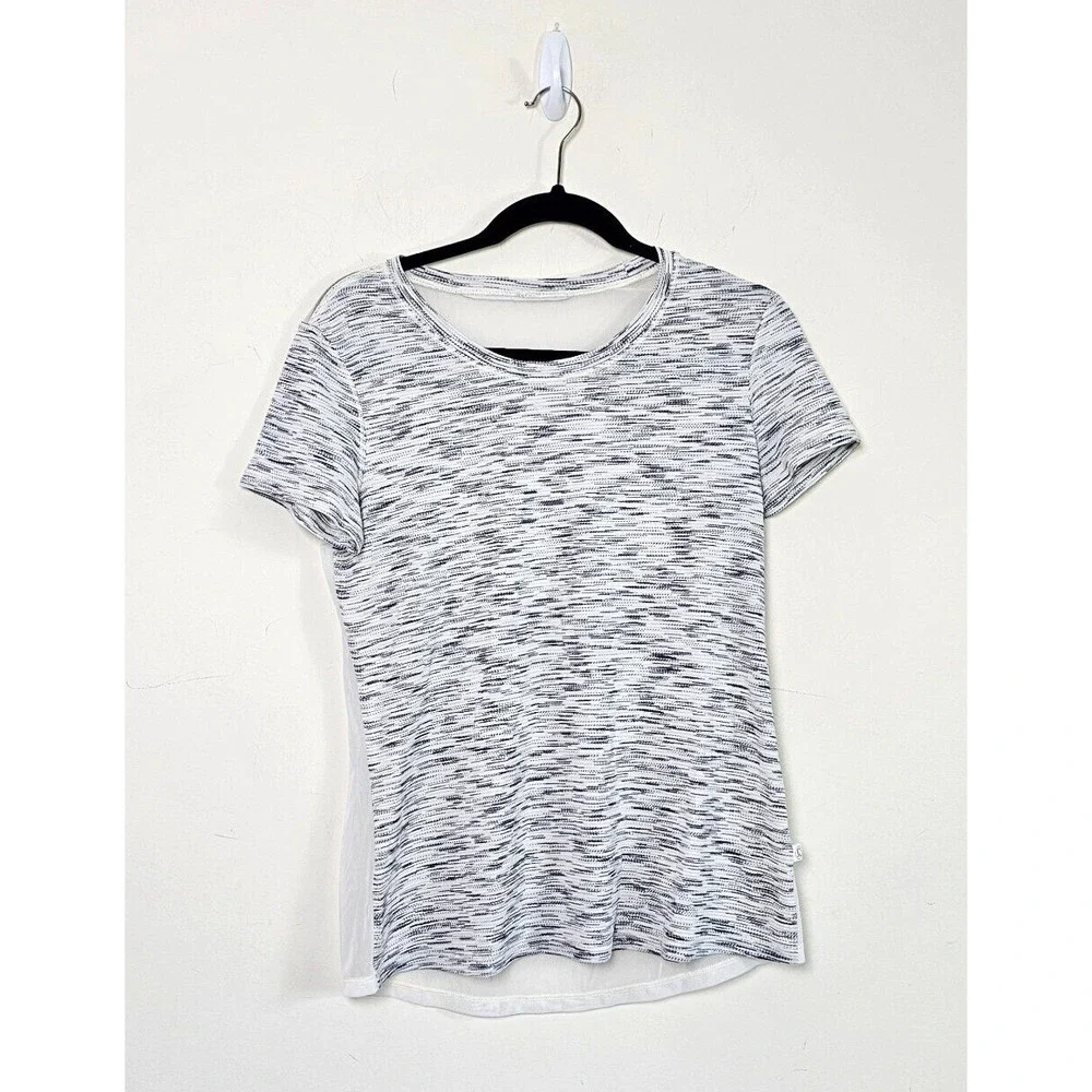 Lululemon Women's M Multicolor Stripe Beat The Heat Short Sleeve Mesh Back Shirt - Picture 1 of 13
